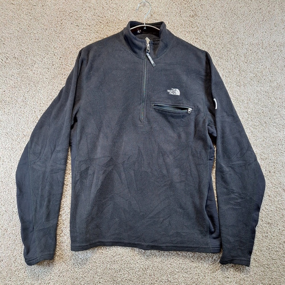 The‎ North Face Fleece Pullover Mens L Black 1/4 Zip Gorpcore Hiking Warm Logo
